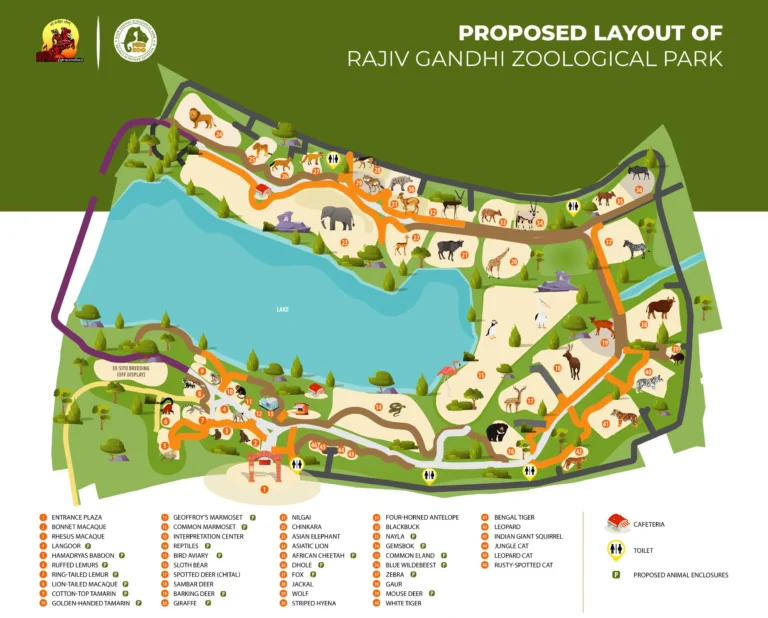 Rajiv Gandhi Zoological Park and Wildlife Research Center Map 2024