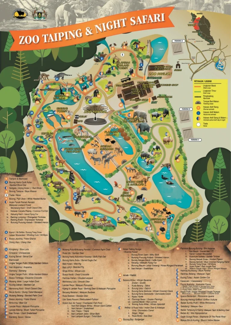 Taiping Zoo & Night Safari Map 2023