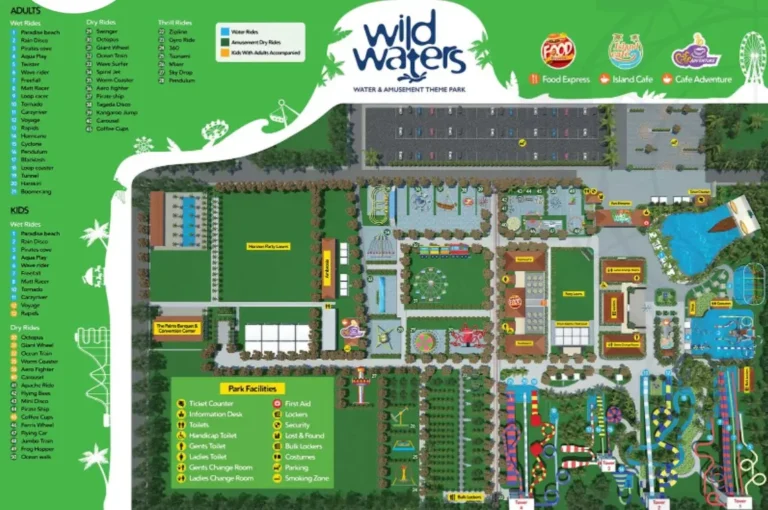 Wild Waters Water and Amusement Theme Park Map 2023