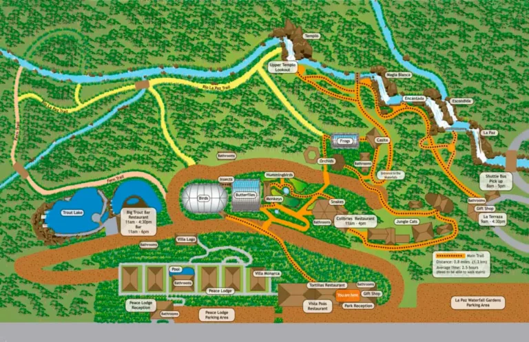 La Paz Waterfall Gardens Nature Park Map 2022