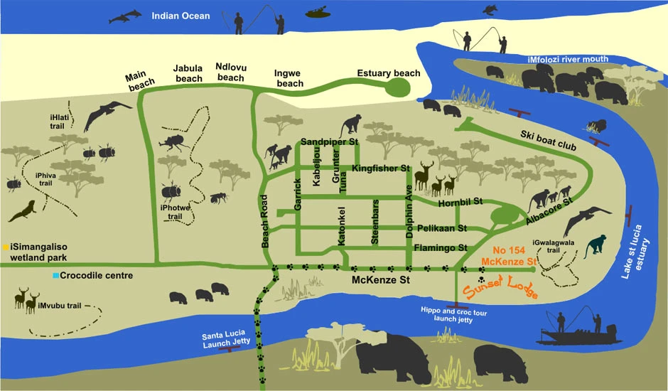 Sunset Lodge St. Lucia Zoo Map 2023