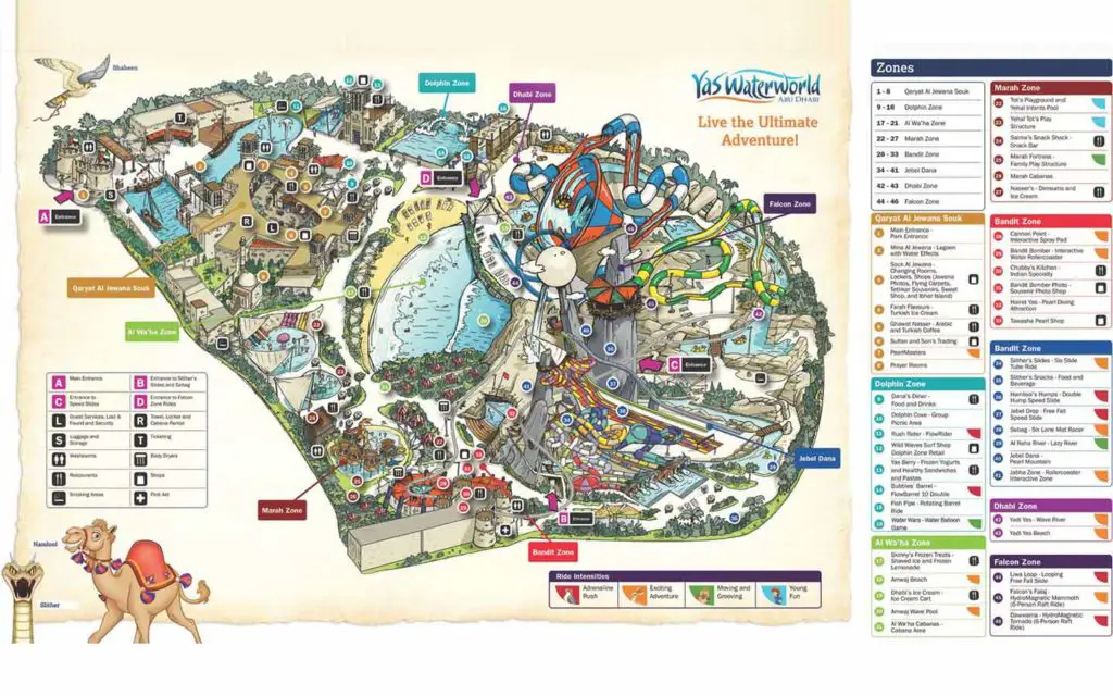 Yas Waterworld Abu Dhabi Map 2021
