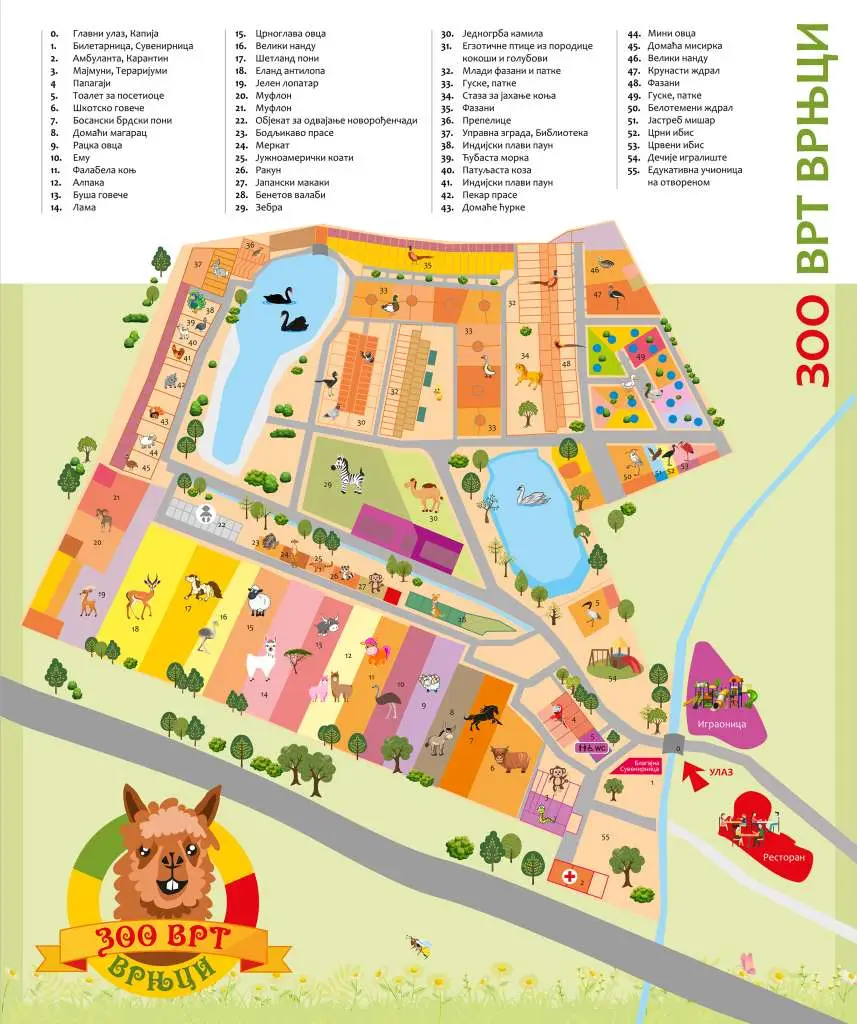 Zoo vrt Vrnjci Map 2022