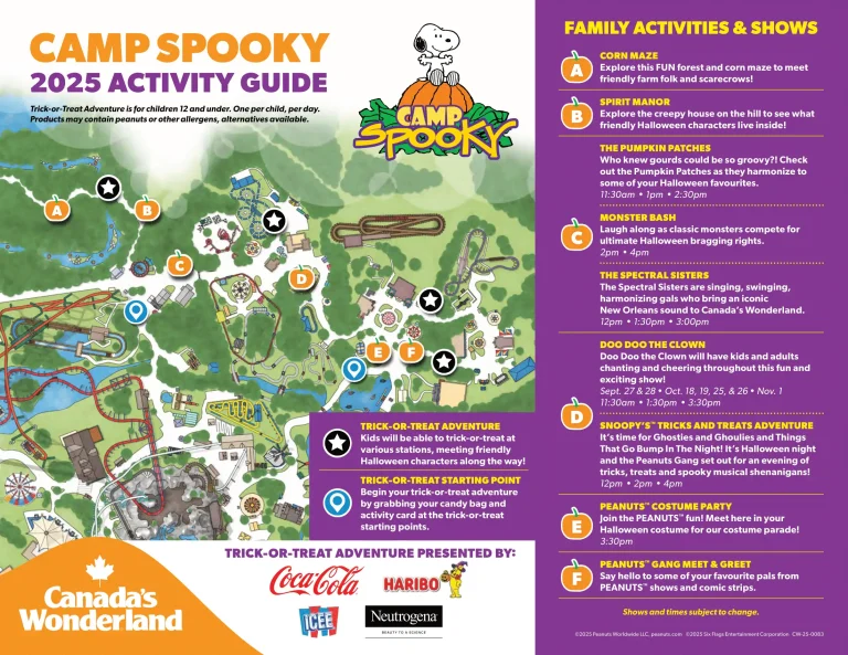 Canada's Wonderland Camp Spooky Map 2025