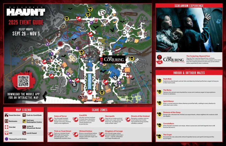 Canada’s Wonderland Halloween Haunt Map (2025-2015)