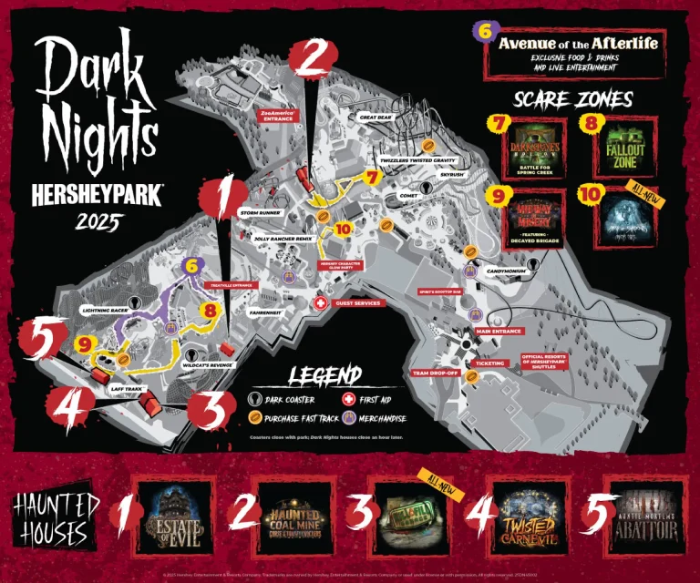 Hersheypark Dark Nights Map 2025