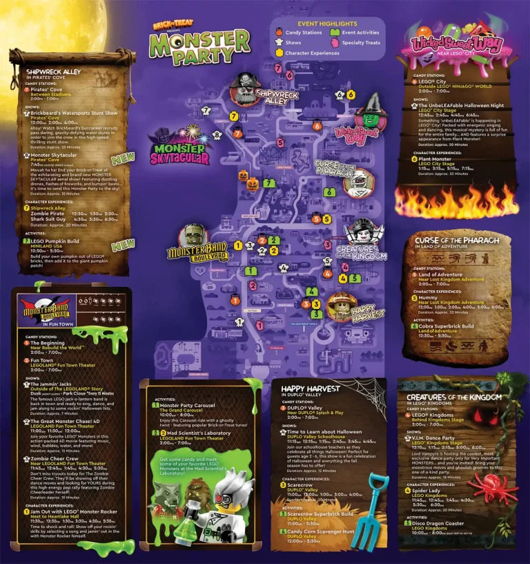 LEGOLAND Florida Brick-or-Treat Monster Party Map 2025
