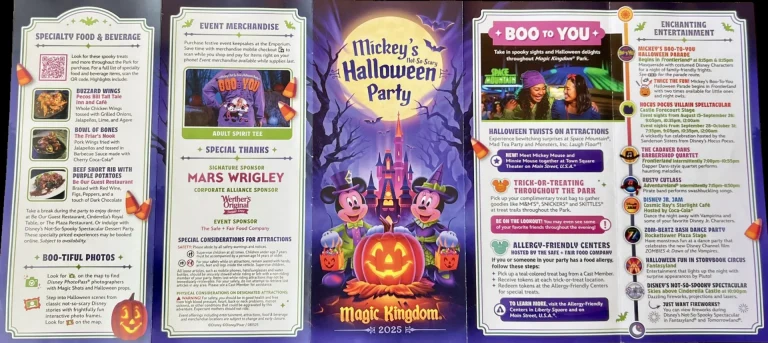 Magic Kingdom Mickey’s Not-So-Scary Halloween Party Brochure Map 2025