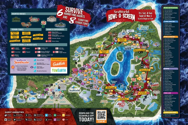 SeaWorld San Antonio Howl-O-Scream Map 2025