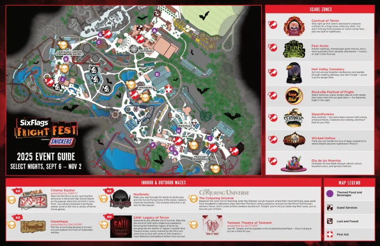 Six Flags Fiesta Texas Fright Fest Map 2025