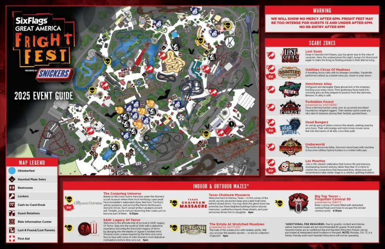 Six Flags Great America Fright Fest Map 1 2025