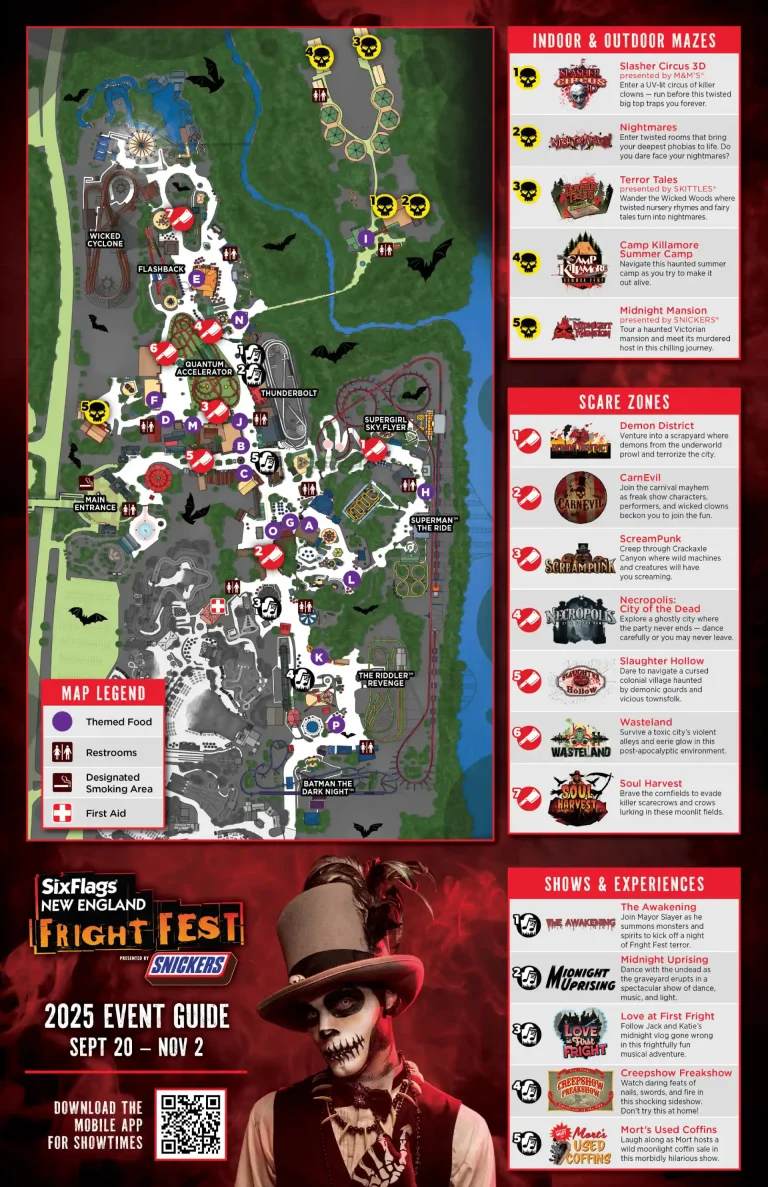 Six Flags New England Fright Fest Map 2025