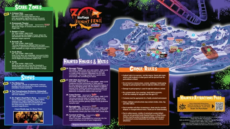 Six Flags Over Georgia Fright Fest Map 2024