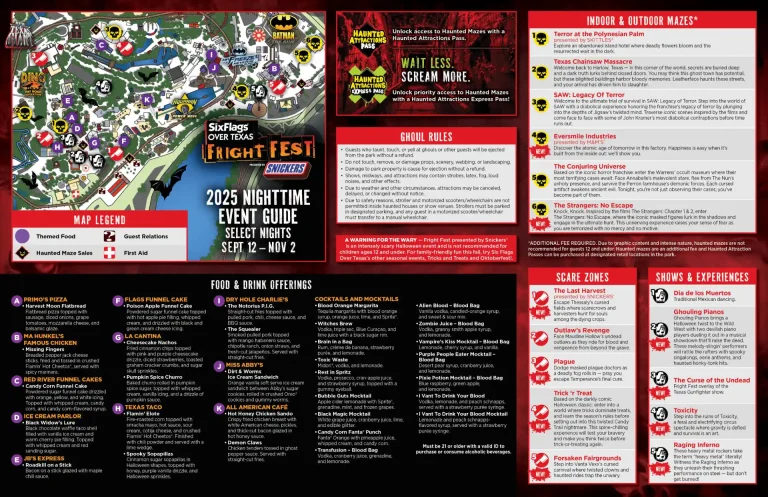 Six Flags Over Texas Fright Fest Map 1 2025
