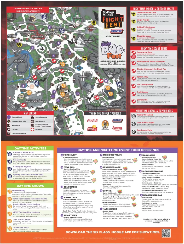 Six Flags St. Louis Fright Fest Map 2025