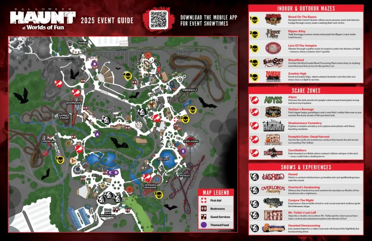 Worlds of Fun Halloween Haunt Map 2025