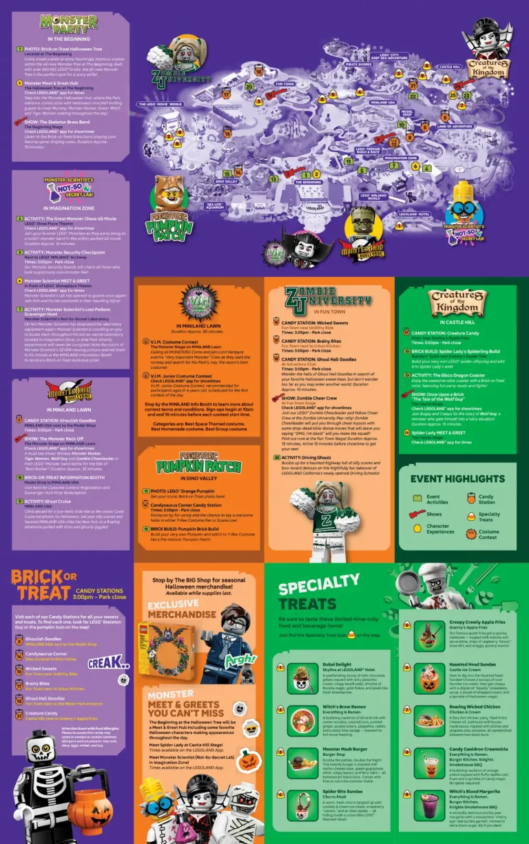 Legoland California Resort Brick or Treat Monster Party Map 2025