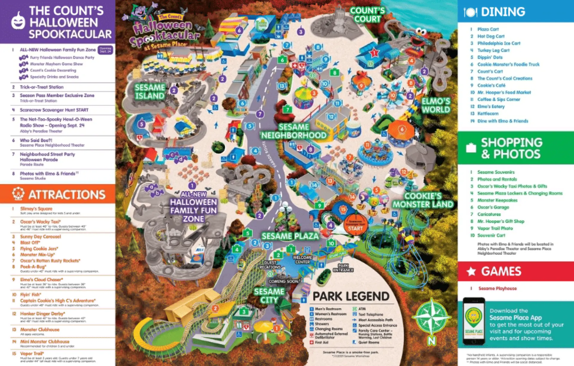 Sesame Place The Count’s Halloween Spooktacular Map 2021