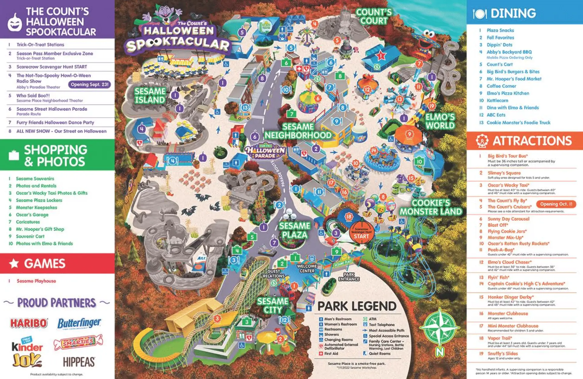 Sesame Place The Count’s Halloween Spooktacular Map 2022