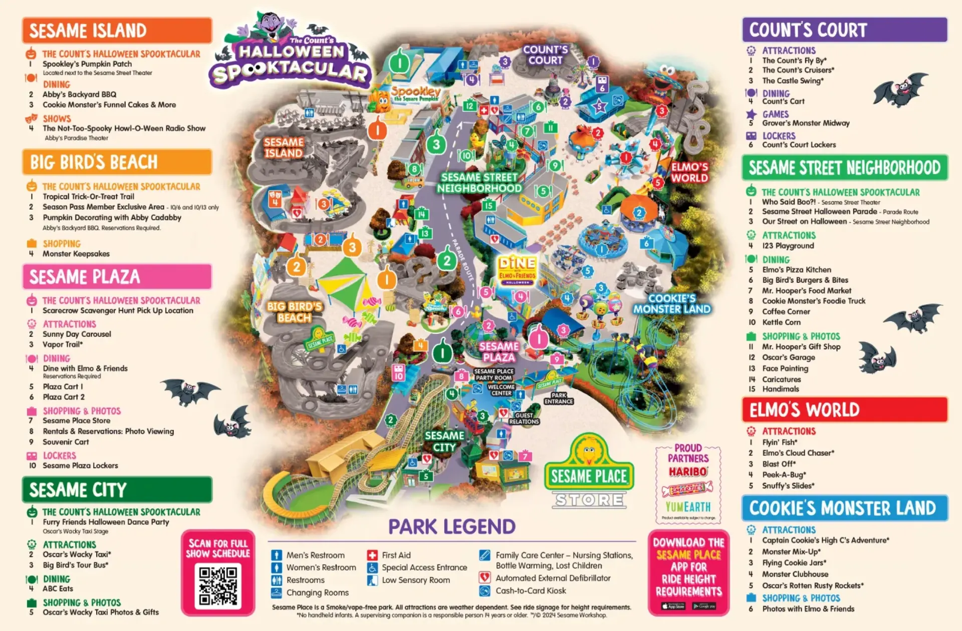 Sesame Place The Count’s Halloween Spooktacular Map 2024