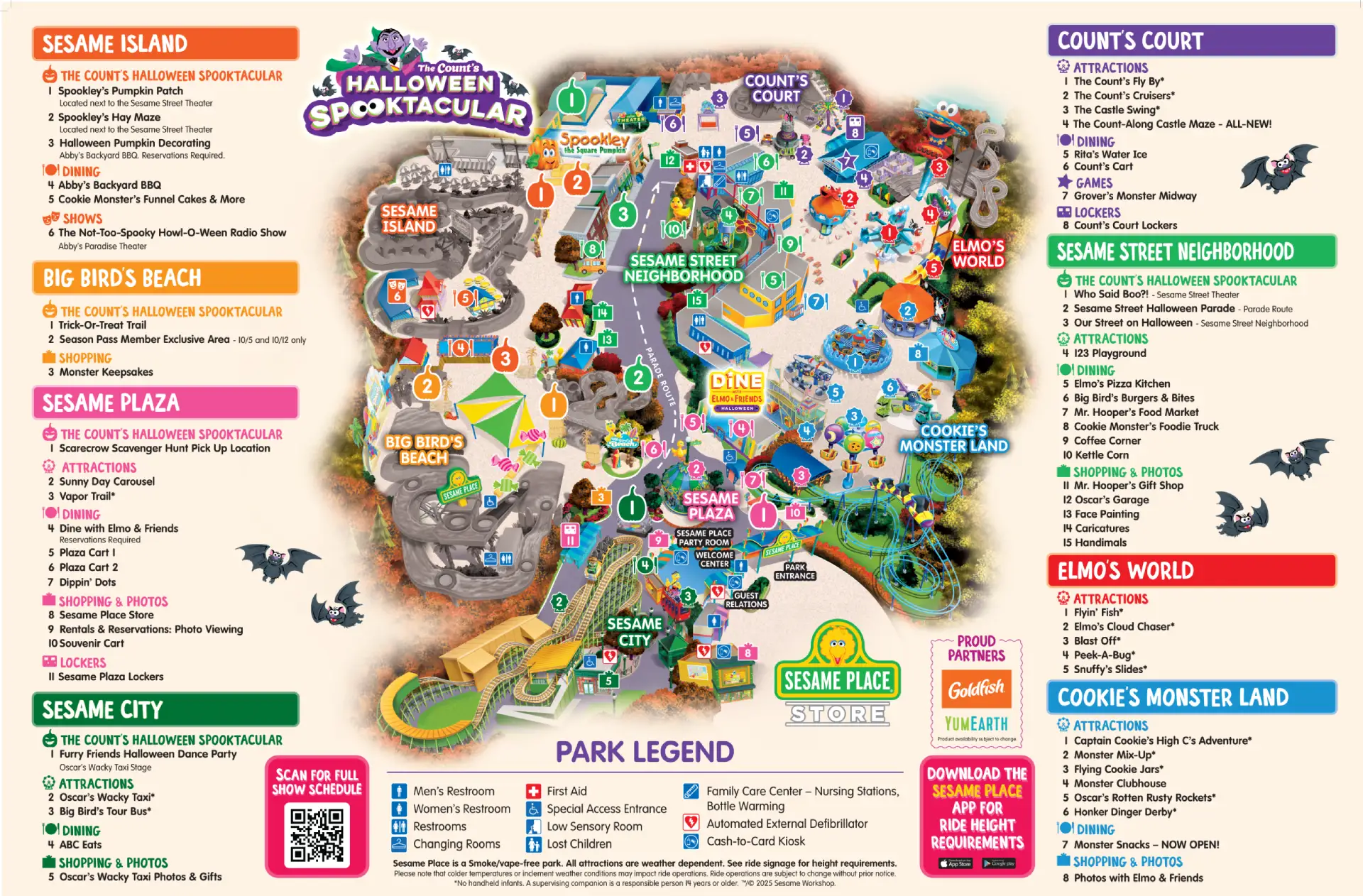 Sesame Place The Count’s Halloween Spooktacular Map 2025