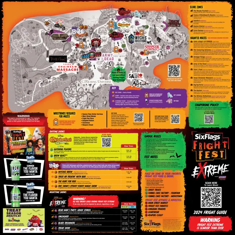 Six Flags Darien Lake Fright Fest Map 2024