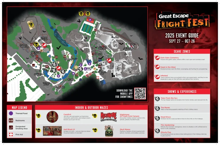 Six Flags Great Escape Fright Fest Map 2025